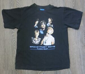 VINTAGE Y2K BACKSTREET BOYS Black Blue Tour Concert Shirt Black *see size notes